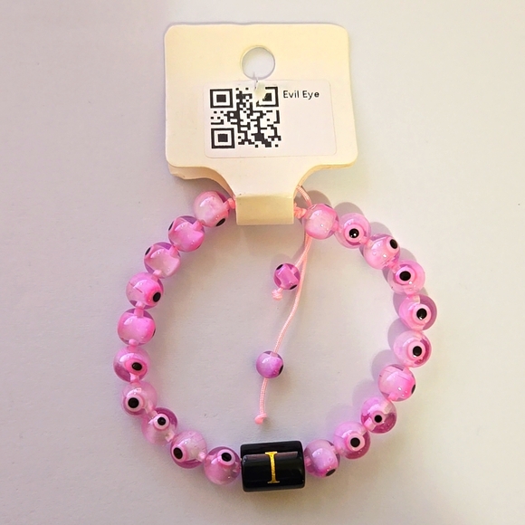 Evil Eye Gem Stone Bracelet Letter I - Picture 1 of 1